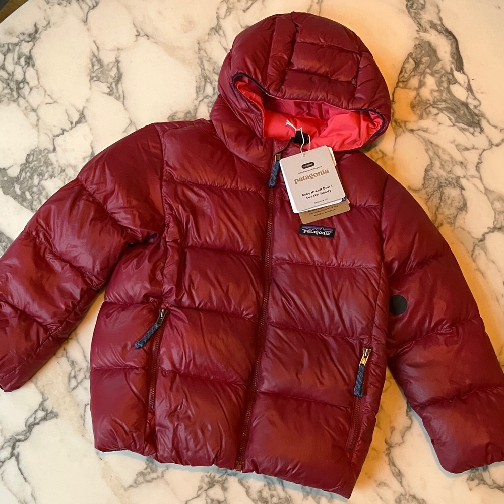 Patagonia Baby Hi-Loft Down Sweater Hoody- Wax Red 5T